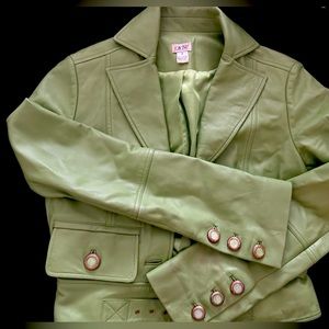 Women’s lambskin green leather jacket